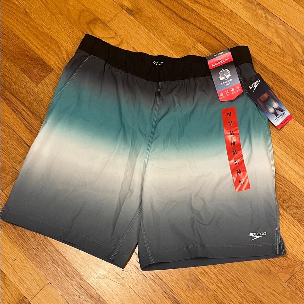 Speedo Tech Volley Comfort Liner Swim Trunks. Size Medium . UPF 50+. NWT!